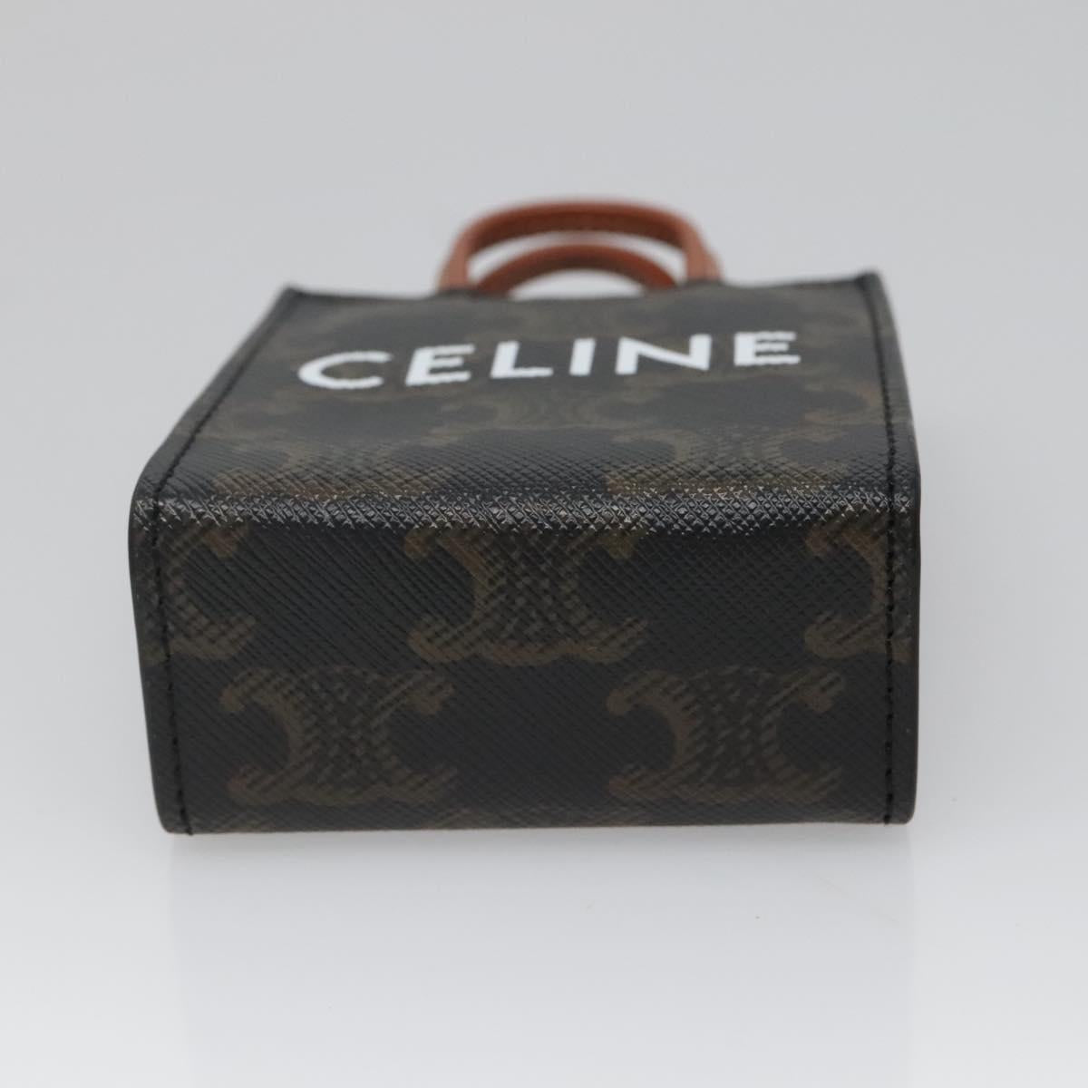 CELINE Triomphe Key Case PVC Black Gold Auth 136339