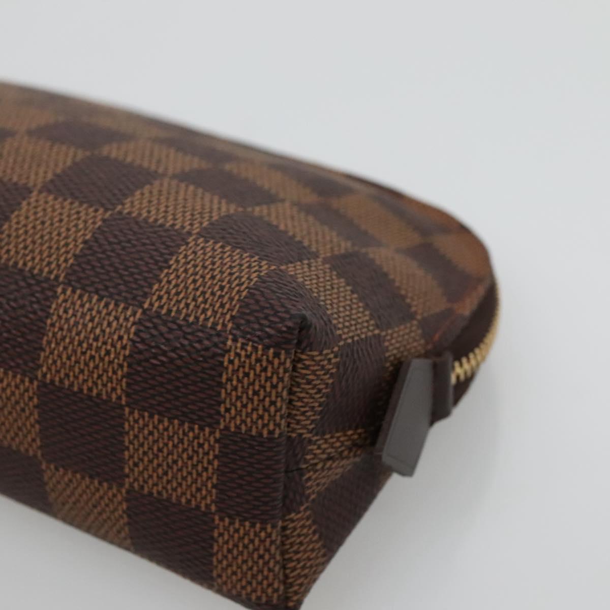 LOUIS VUITTON Damier Ebene Pochette Cosmetic PM Pouch N47516 LV Auth 136346