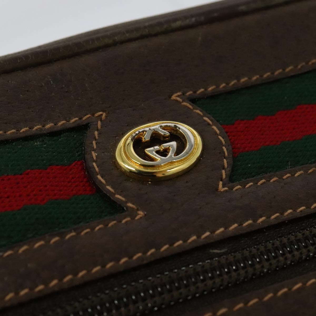 GUCCI GG Supreme Web Sherry Line Bag PVC Beige Gold 119 02 087 Auth 136367
