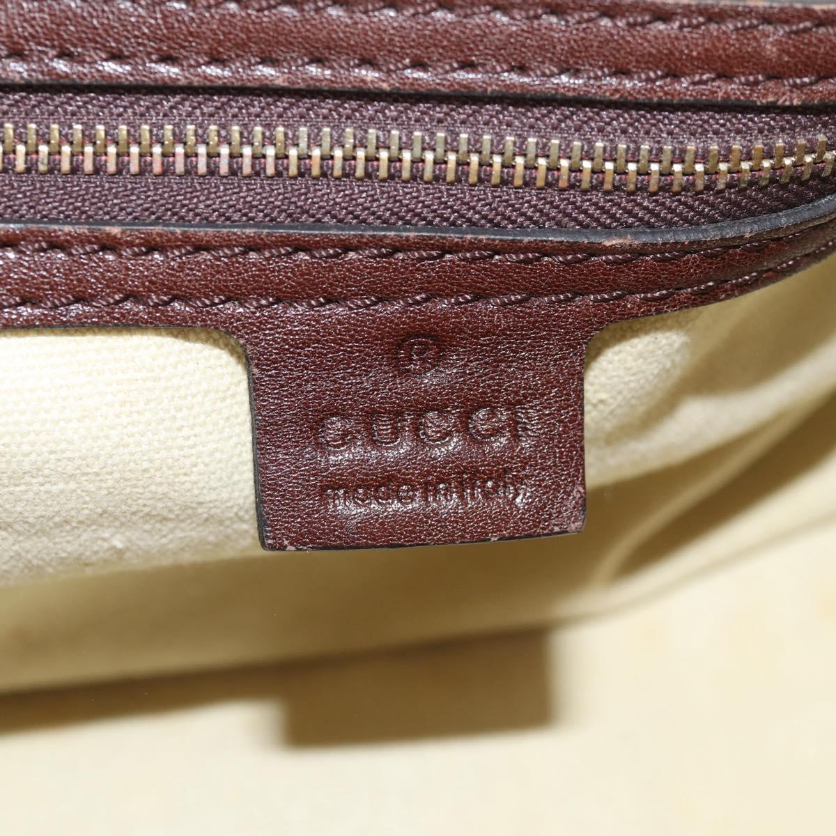 GUCCI Web Sherry Line Hand Bag Leather 2way Brown Gold 247205 Auth 136368