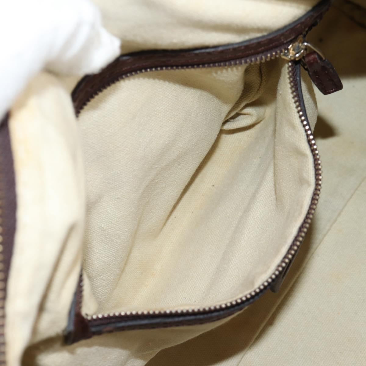 GUCCI Web Sherry Line Hand Bag Leather 2way Brown Gold 247205 Auth 136368
