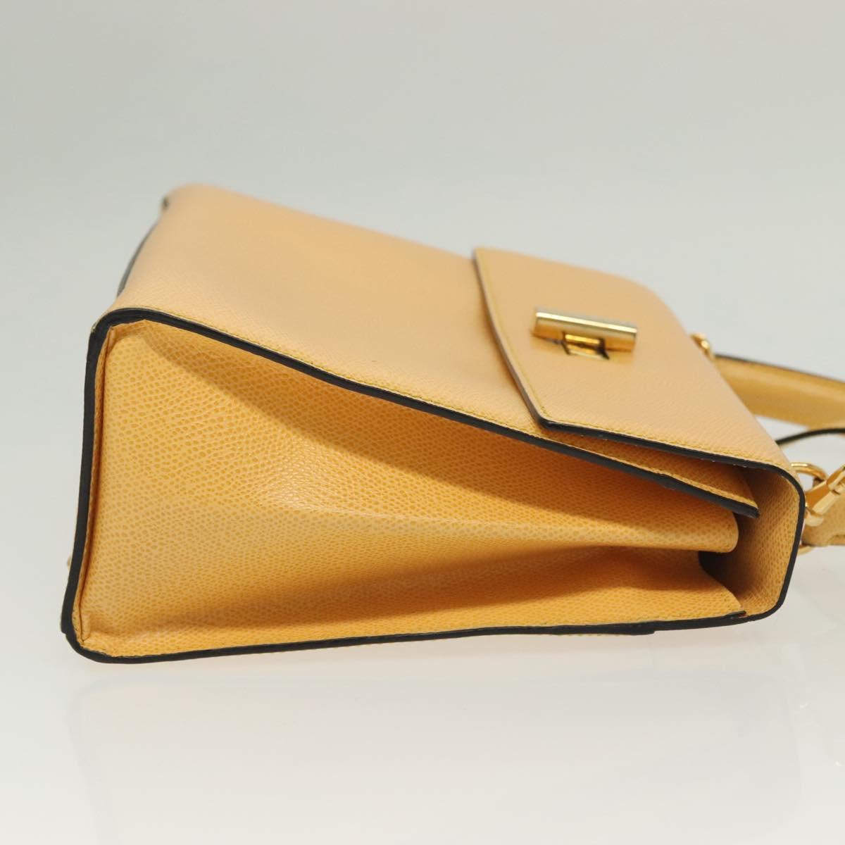 CELINE Hand Bag Leather 2way Yellow Auth 136390