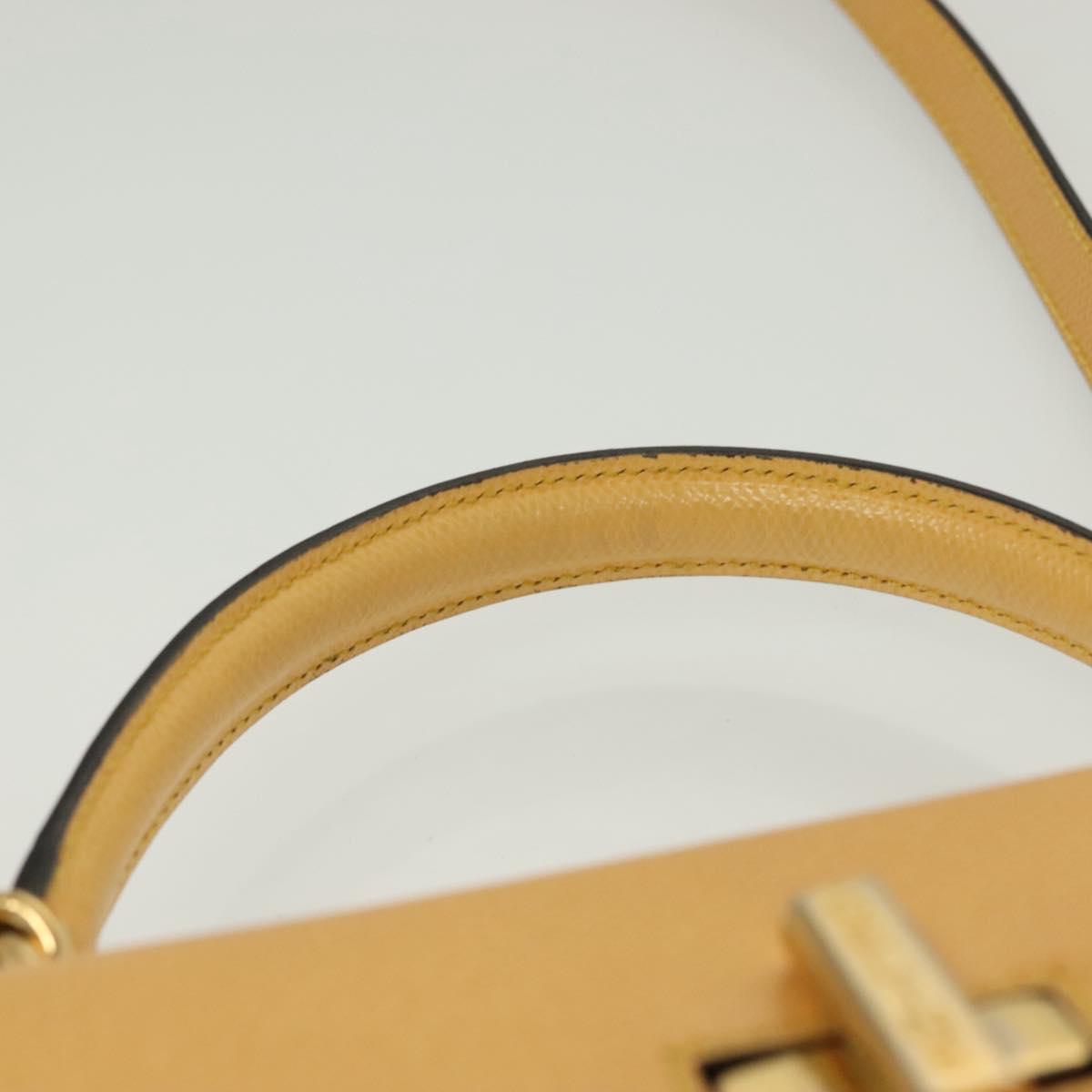 CELINE Hand Bag Leather 2way Yellow Auth 136390