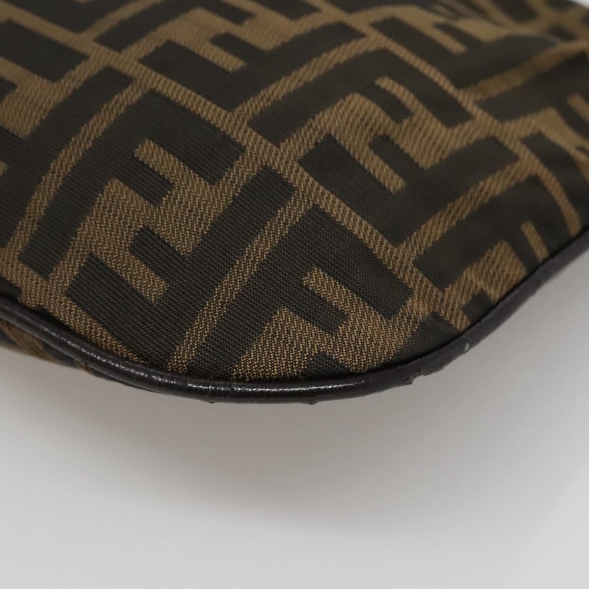FENDI Zucca Canvas Shoulder Bag Brown Black Auth 136393