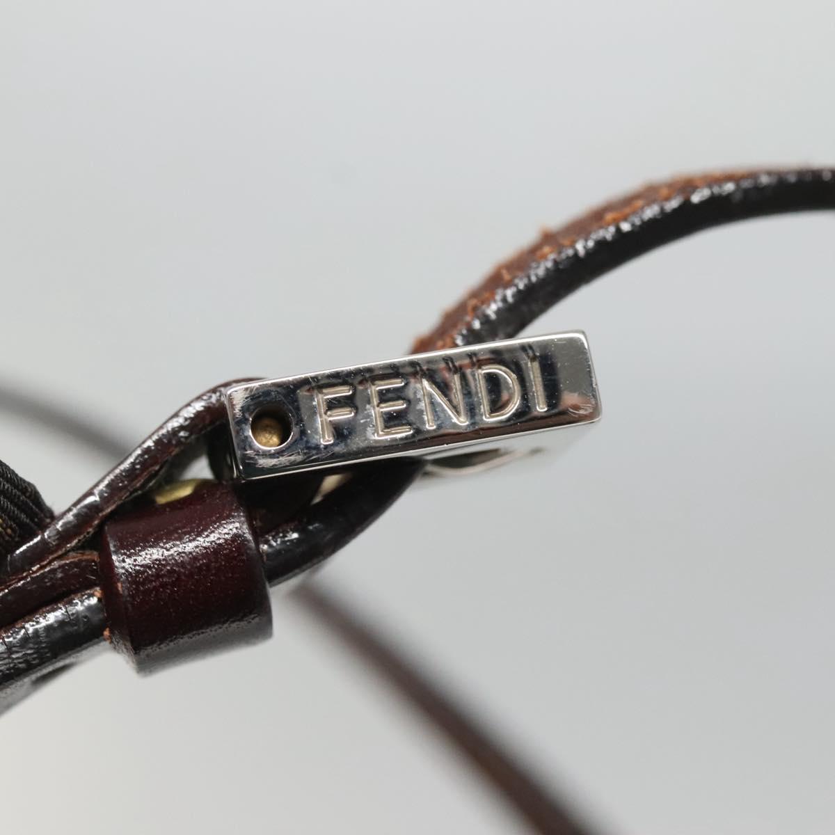 FENDI Zucca Canvas Shoulder Bag Brown Black Auth 136393