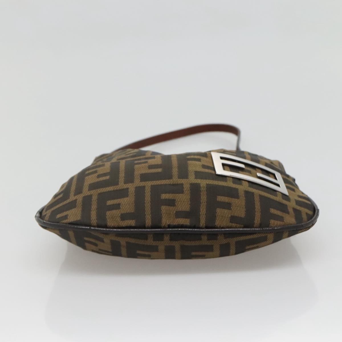 FENDI Zucca Canvas Shoulder Bag Brown Black Auth 136393