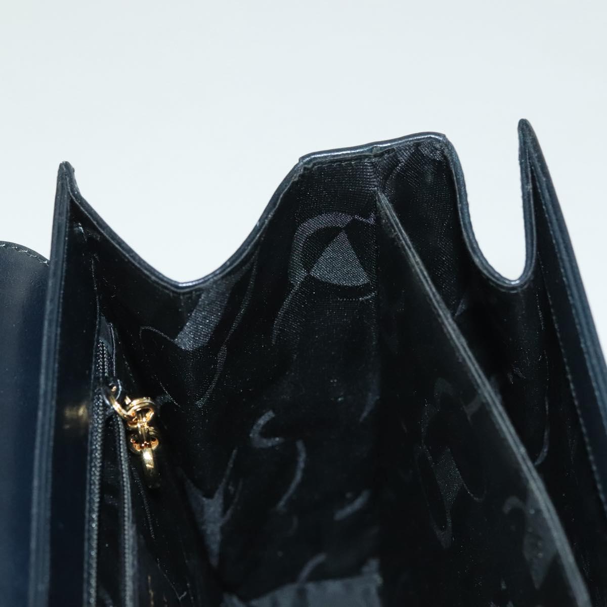 Salvatore Ferragamo Gancini Hand Bag Leather 2way Black Gold Auth 136400