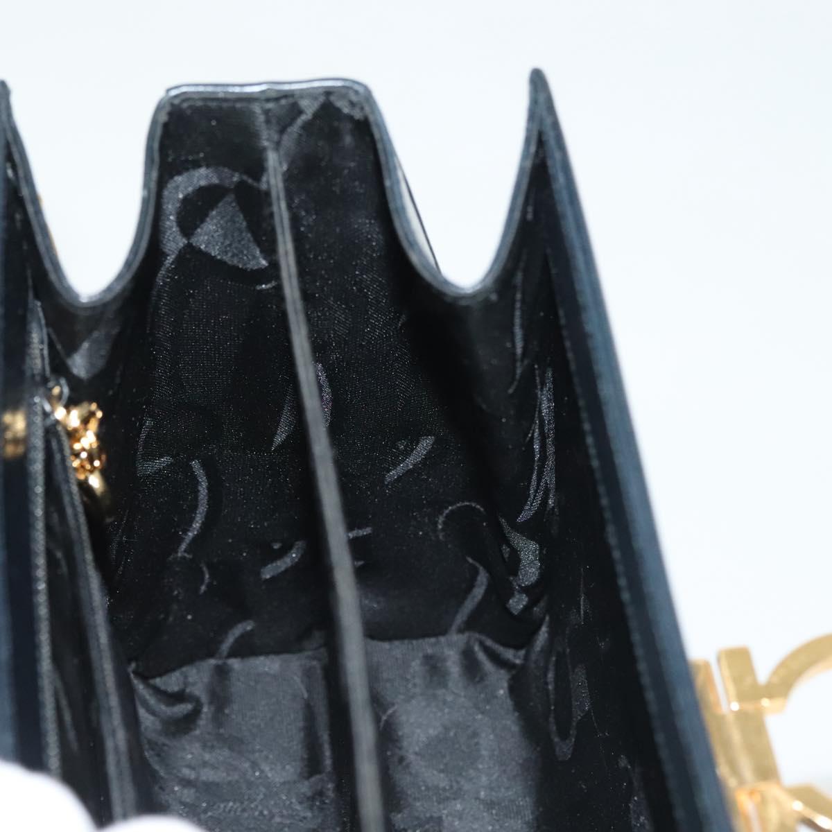 Salvatore Ferragamo Gancini Hand Bag Leather 2way Black Gold Auth 136400