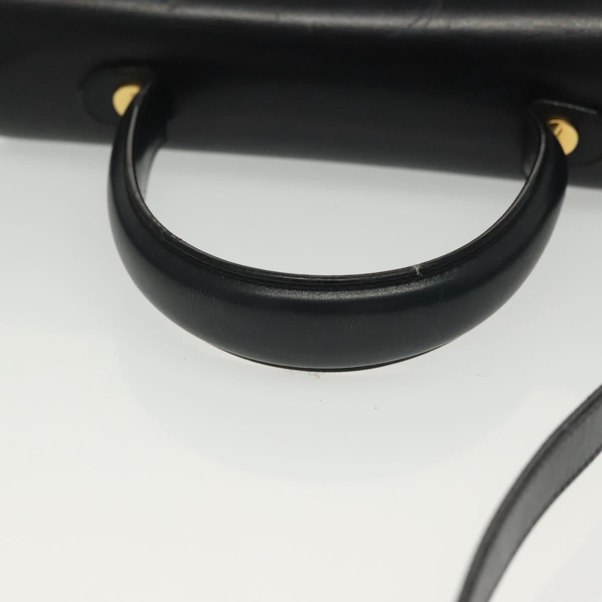 Salvatore Ferragamo Gancini Hand Bag Leather 2way Black Gold Auth 136400