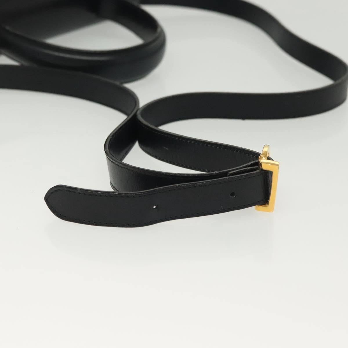 Salvatore Ferragamo Gancini Hand Bag Leather 2way Black Gold Auth 136400