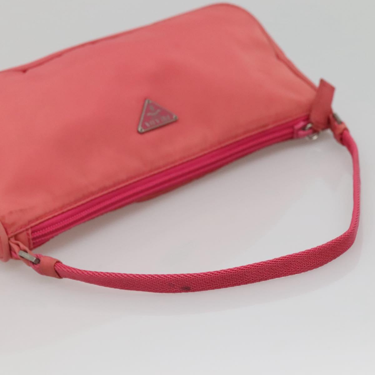 PRADA Accessory Pouch Nylon Pink Silver Auth 136404