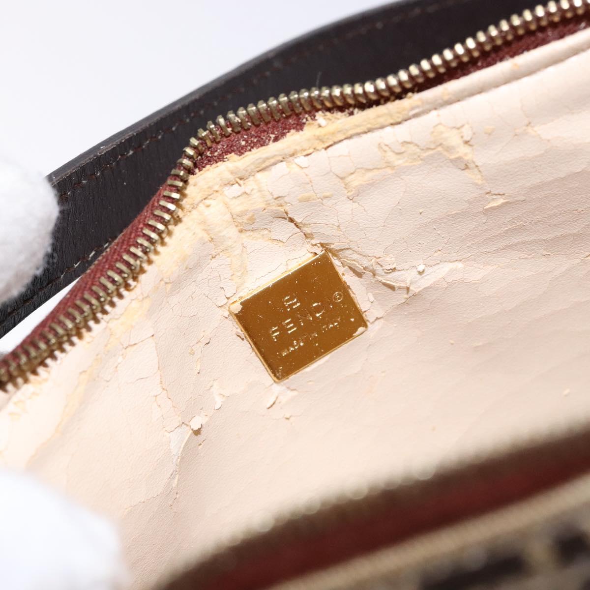 FENDI Zucchino Canvas Shoulder Bag Coated Canvas Beige Gold Auth 136436
