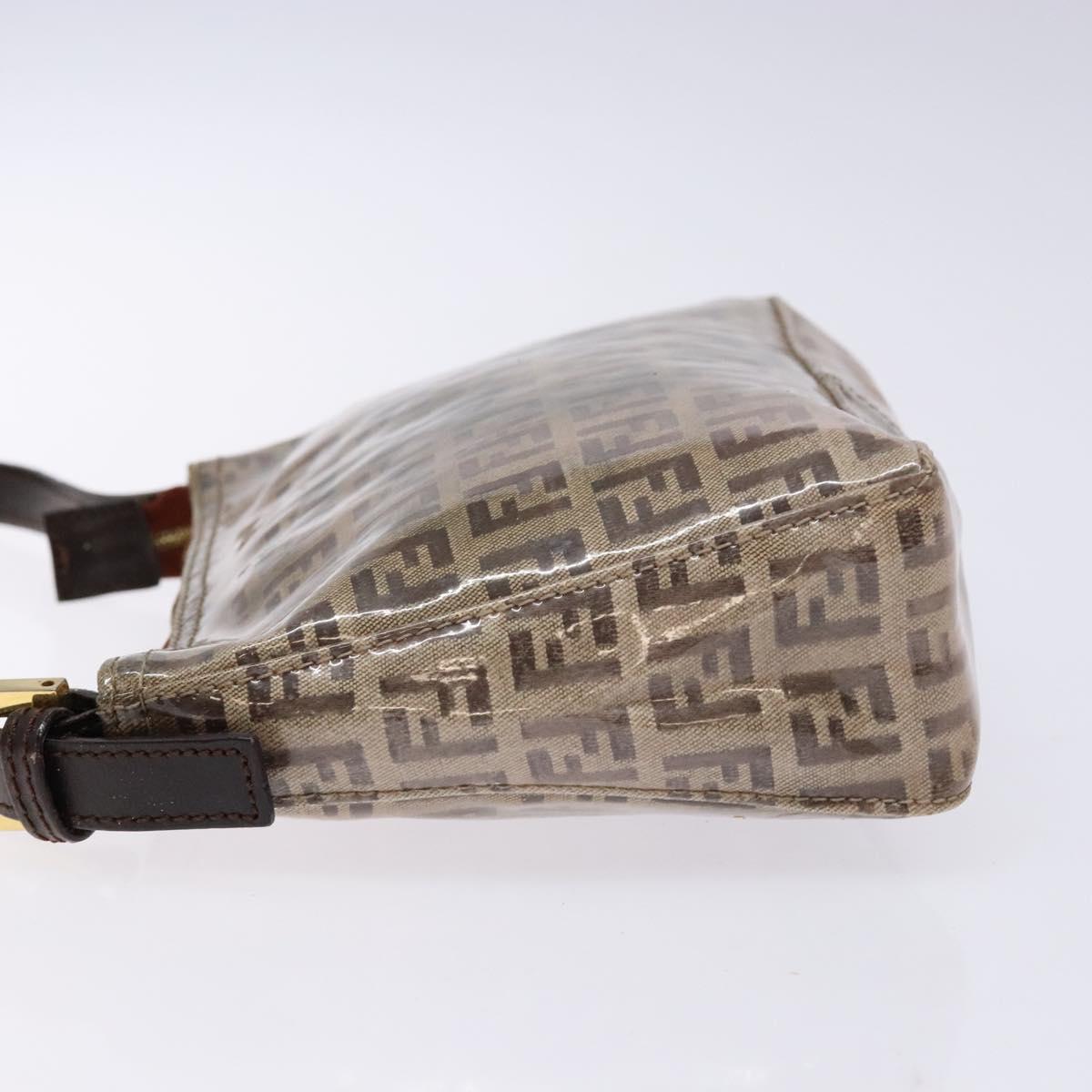 FENDI Zucchino Canvas Shoulder Bag Coated Canvas Beige Gold Auth 136436