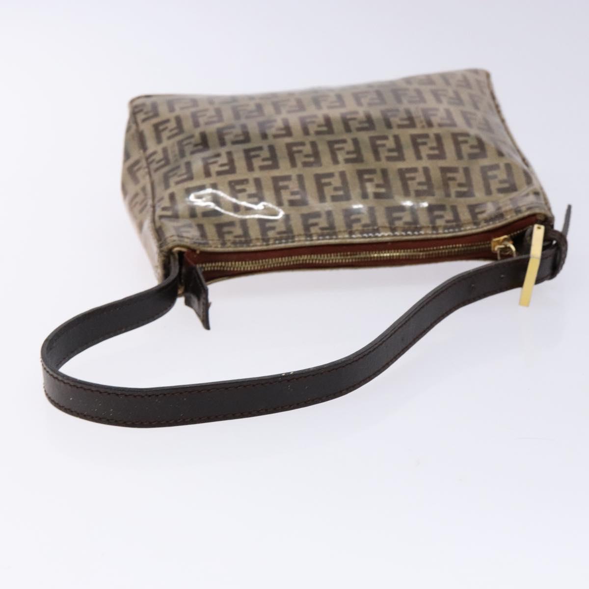 FENDI Zucchino Canvas Shoulder Bag Coated Canvas Beige Gold Auth 136436