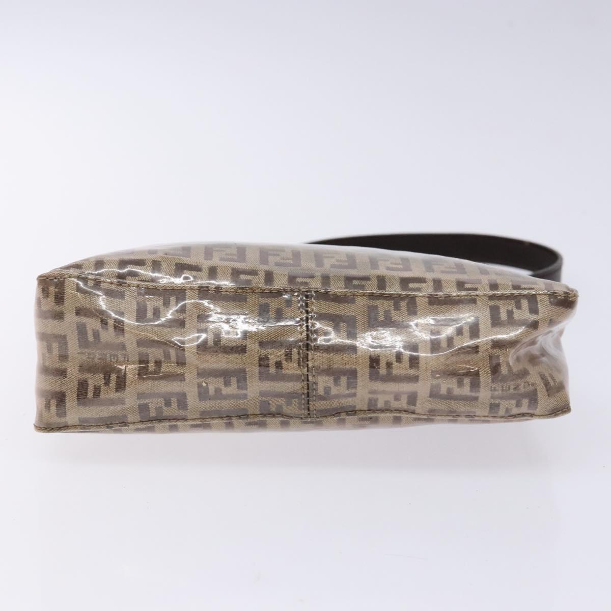 FENDI Zucchino Canvas Shoulder Bag Coated Canvas Beige Gold Auth 136436