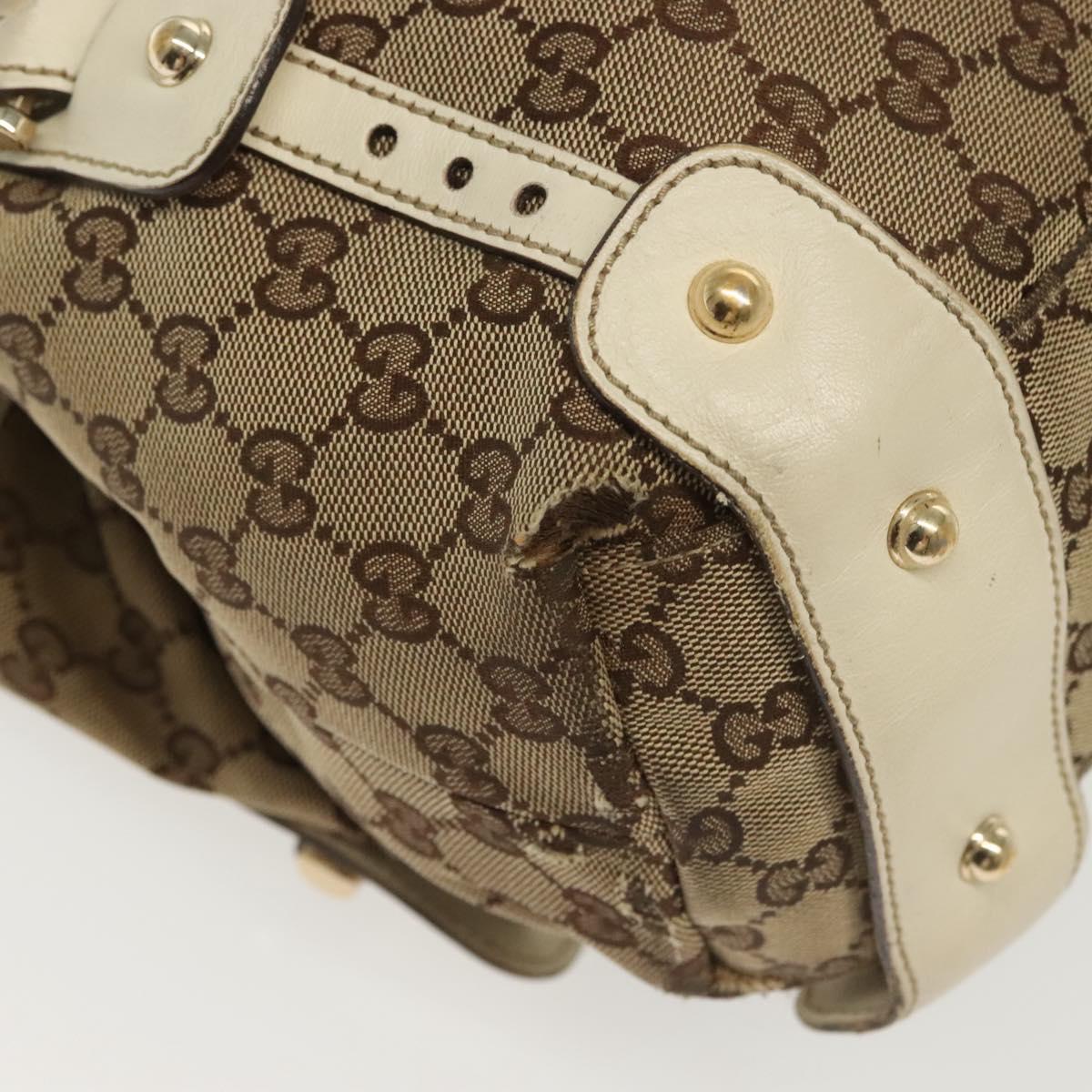 GUCCI GG Canvas Tote Bag Beige Gold 162900 Auth 136441