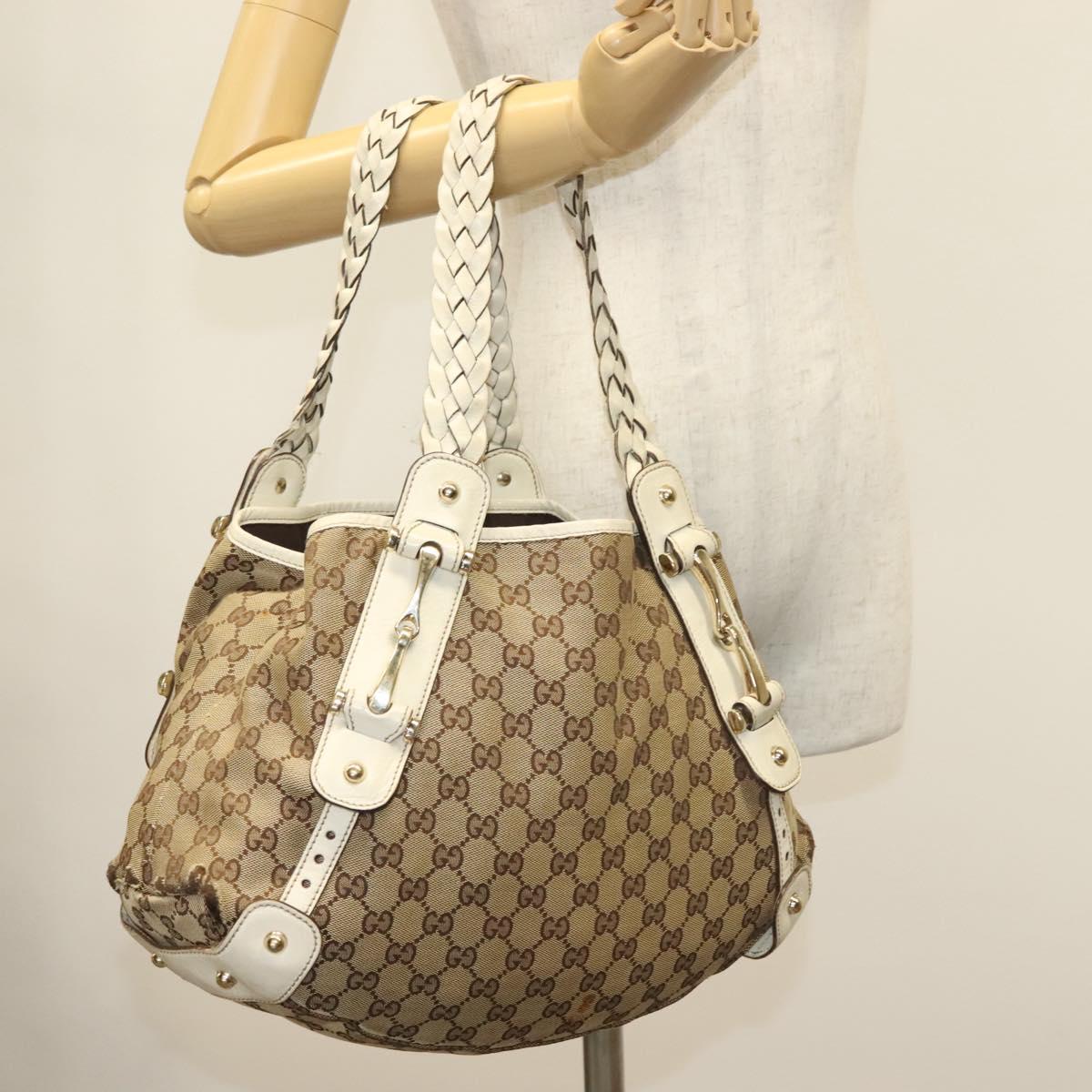 GUCCI GG Canvas Tote Bag Beige Gold 162900 Auth 136441