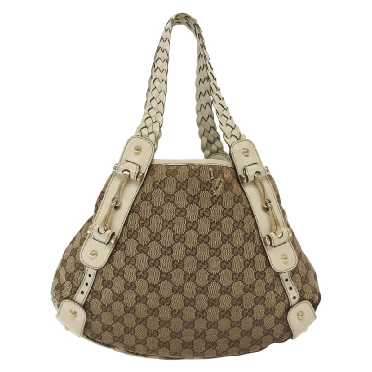 GUCCI GG Canvas Tote Bag Beige Gold 162900 Auth 136441