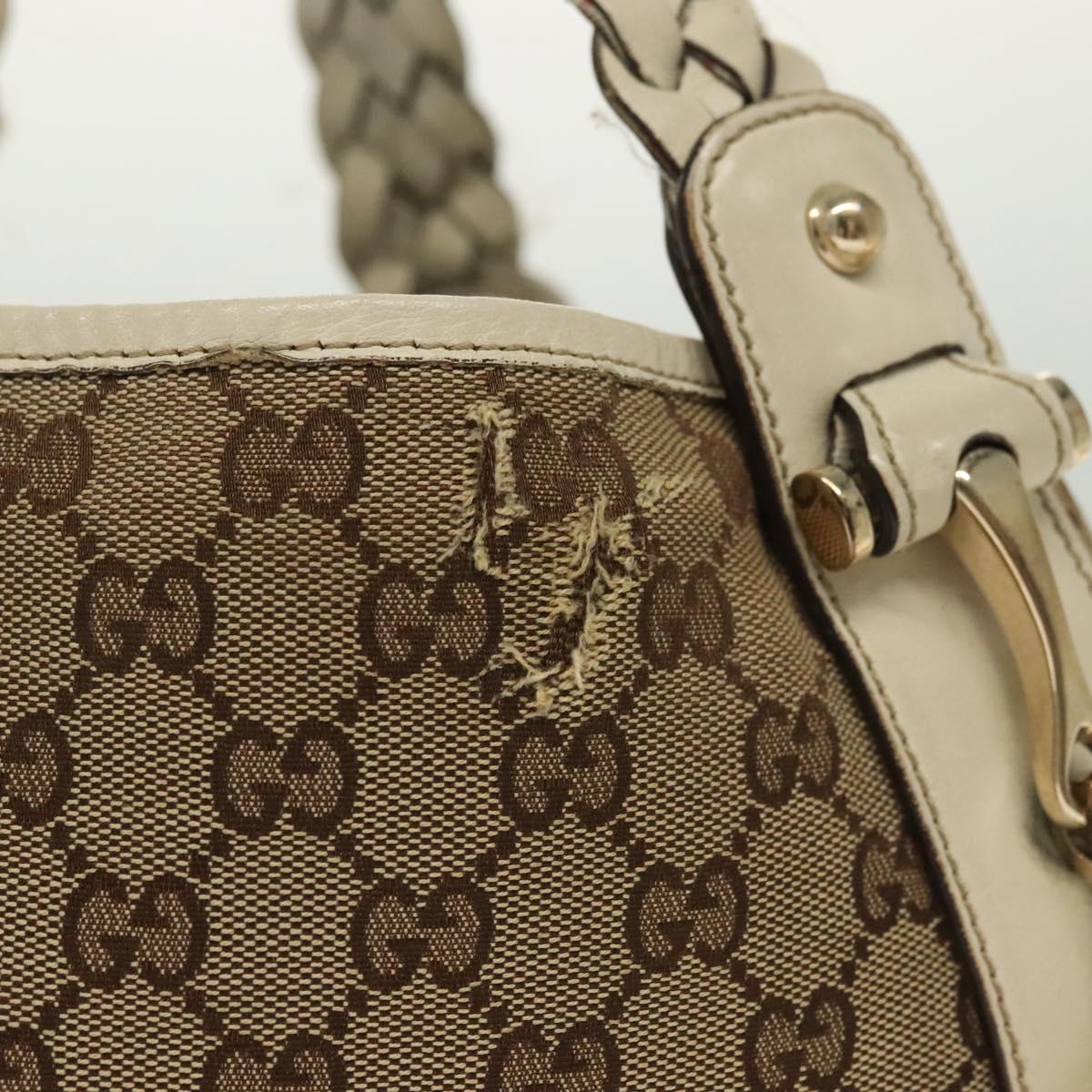 GUCCI GG Canvas Tote Bag Beige Gold 162900 Auth 136441