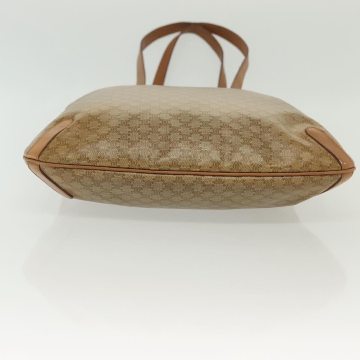 CELINE Macadam Canvas Tote Bag PVC Beige Gold Auth 136444