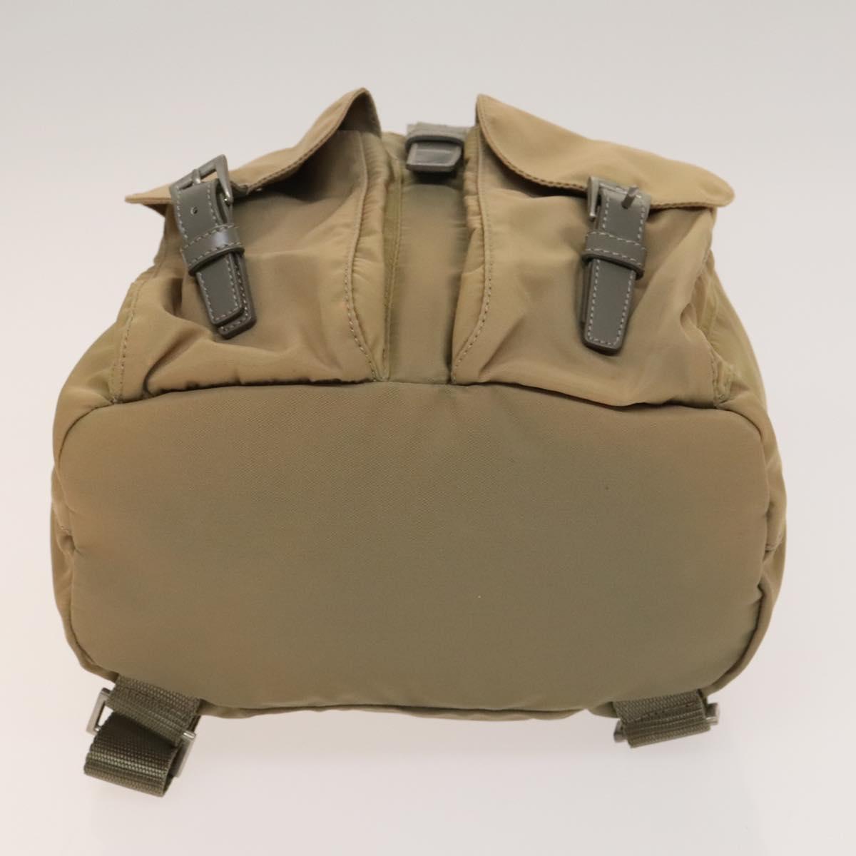 PRADA Backpack Nylon Beige Silver Auth 136445