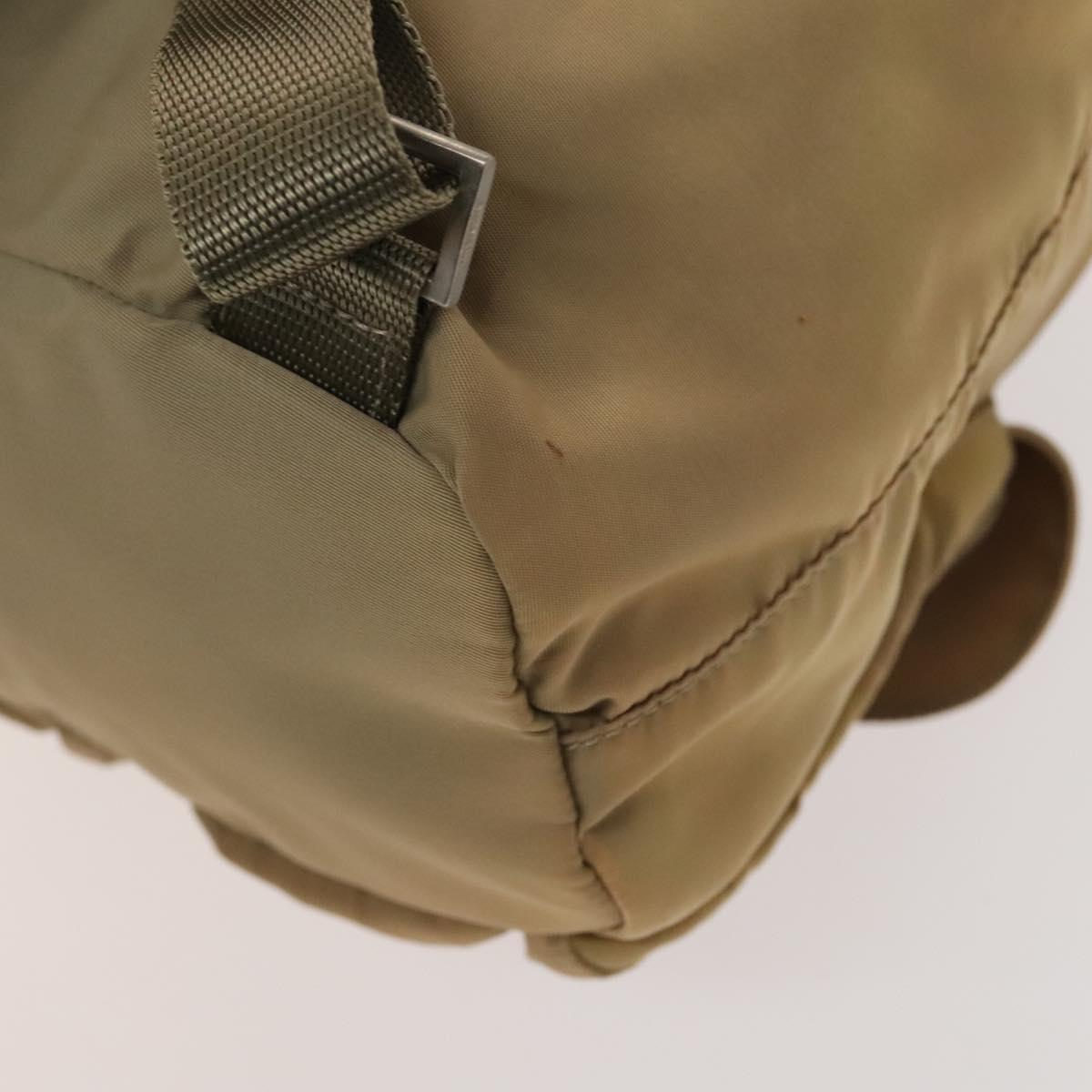 PRADA Backpack Nylon Beige Silver Auth 136445