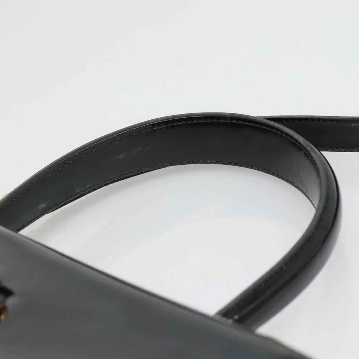 Salvatore Ferragamo Gancini Hand Bag Patent leather 2way Black Gold Auth 136446