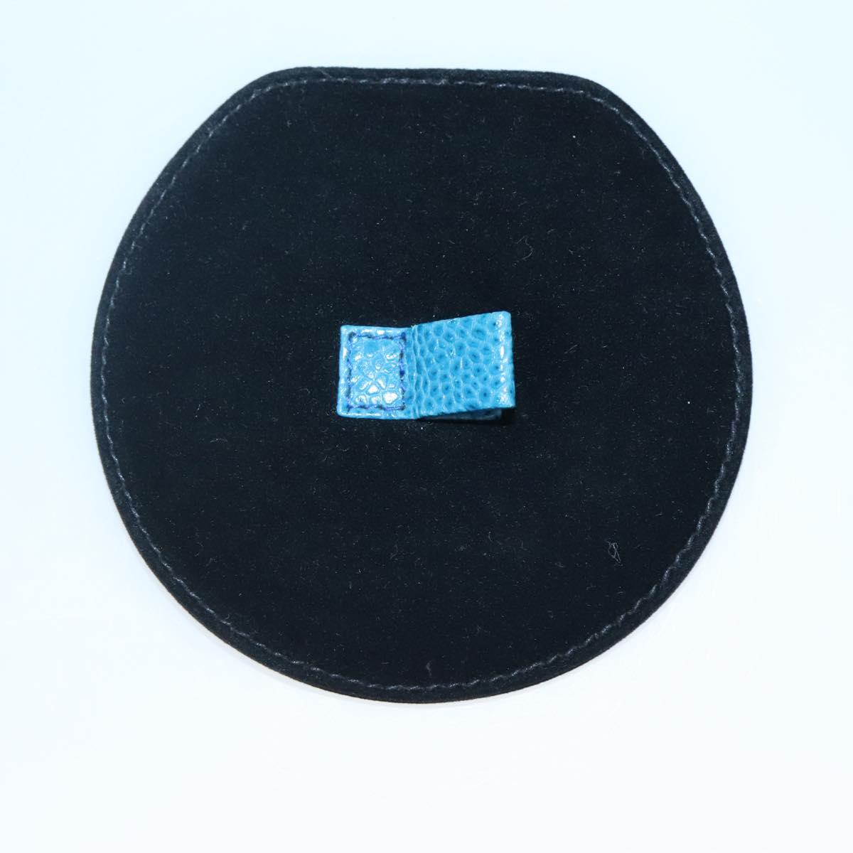 CHANEL Jewelry Case Caviar Skin Blue Gold CC Auth 136451