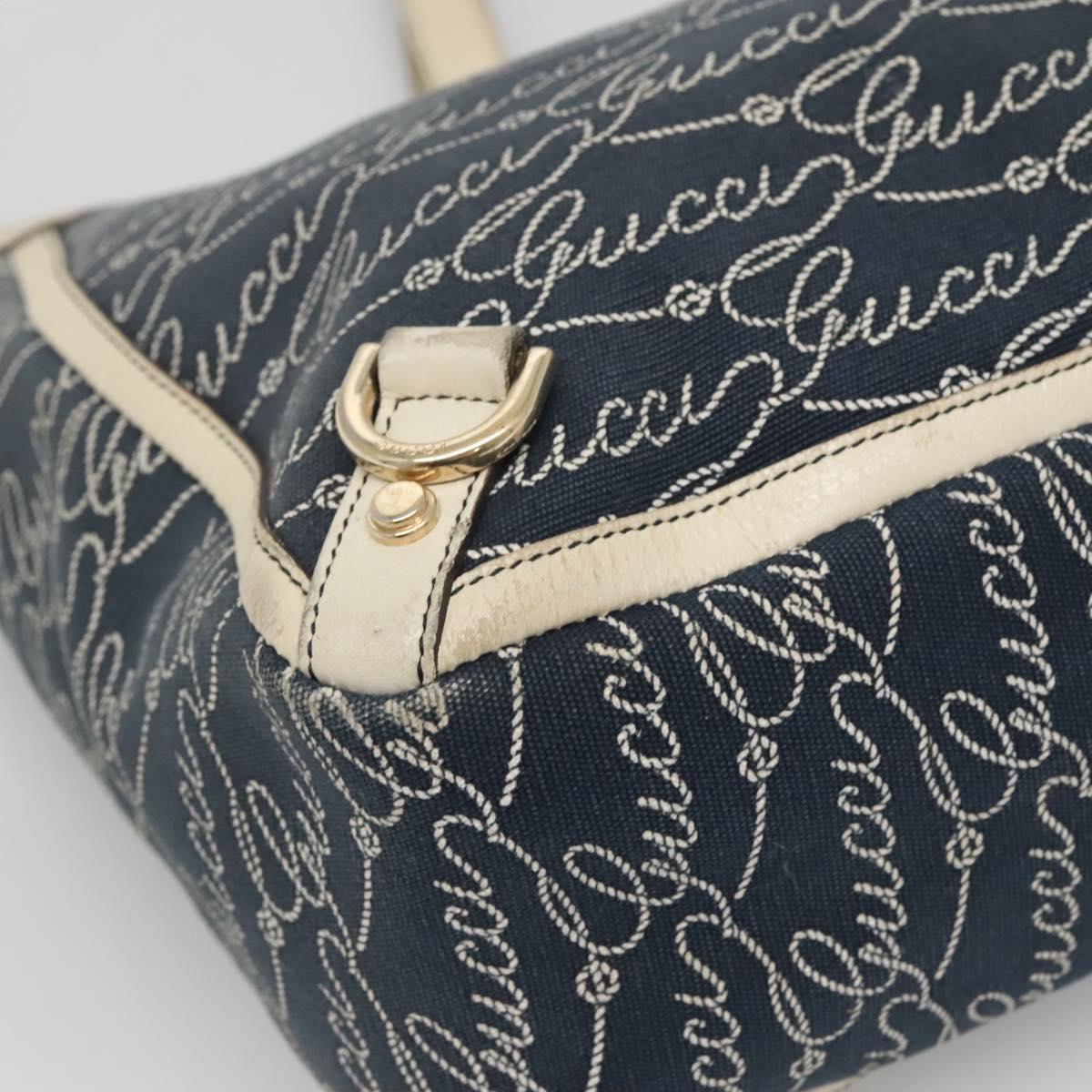 GUCCI Abbey Tote Bag Canvas Navy Gold 141472 Auth 136452