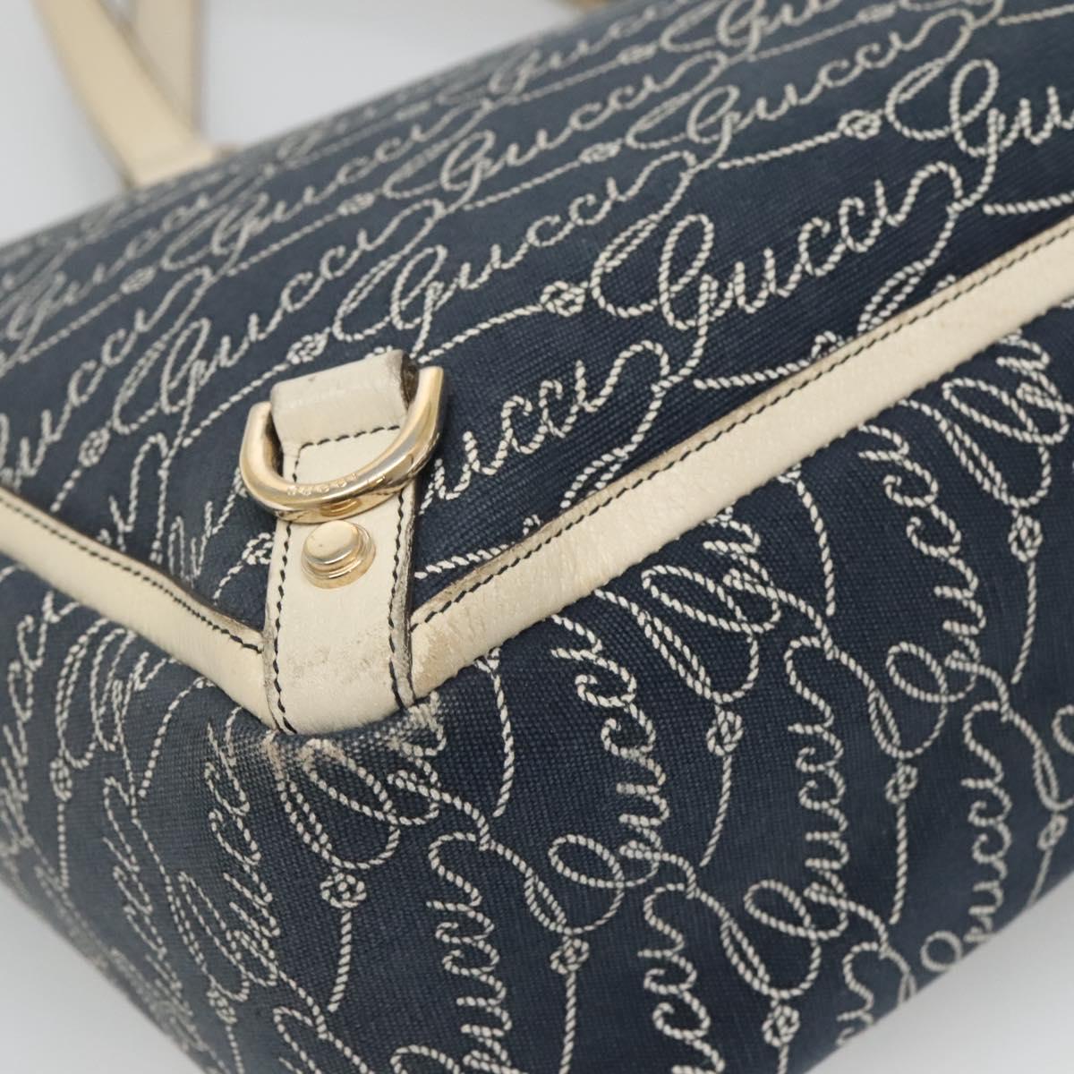 GUCCI Abbey Tote Bag Canvas Navy Gold 141472 Auth 136452