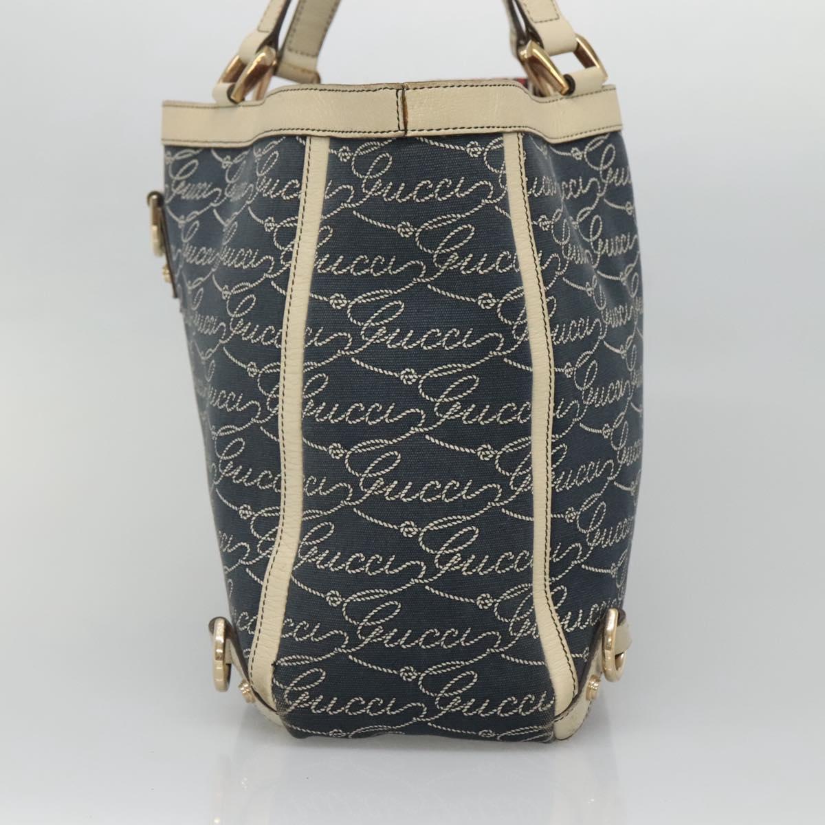GUCCI Abbey Tote Bag Canvas Navy Gold 141472 Auth 136452