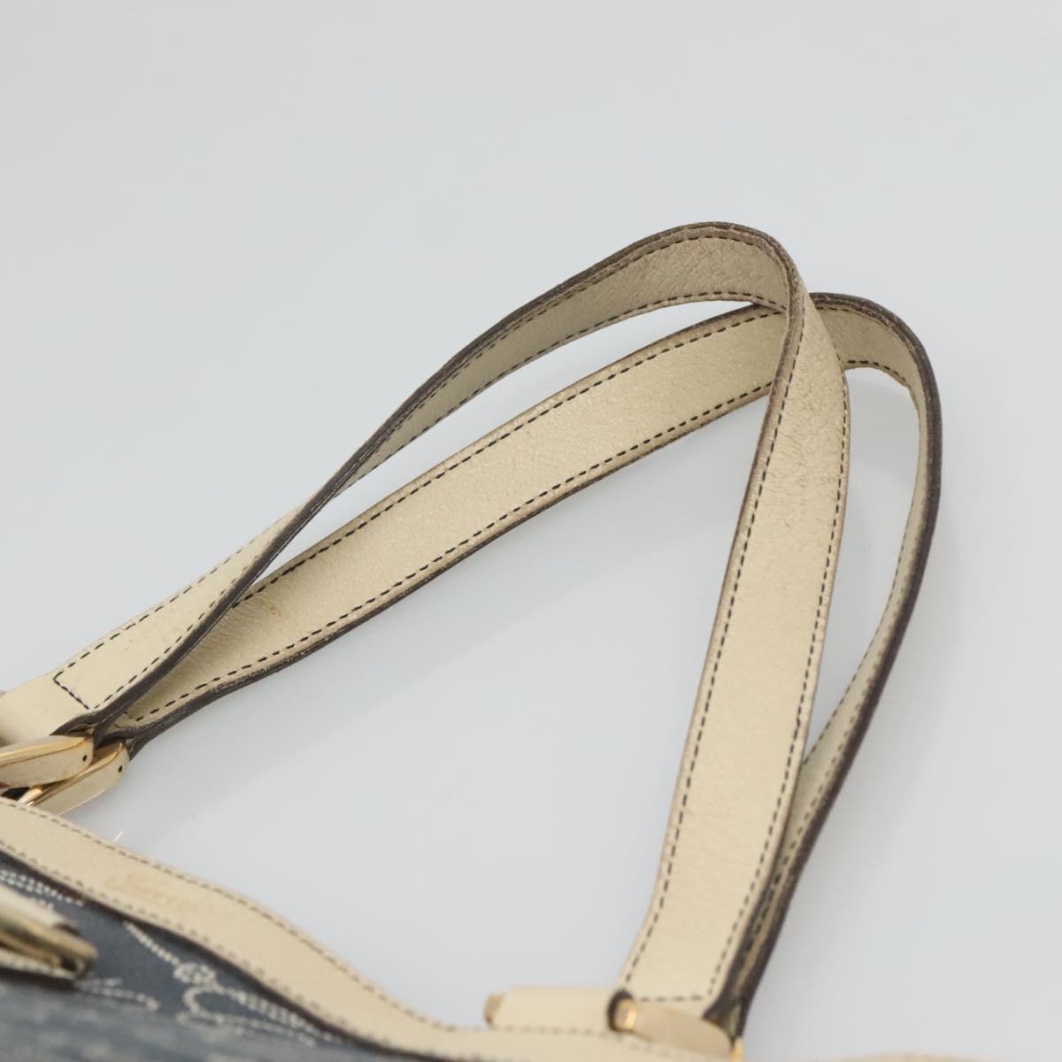 GUCCI Abbey Tote Bag Canvas Navy Gold 141472 Auth 136452