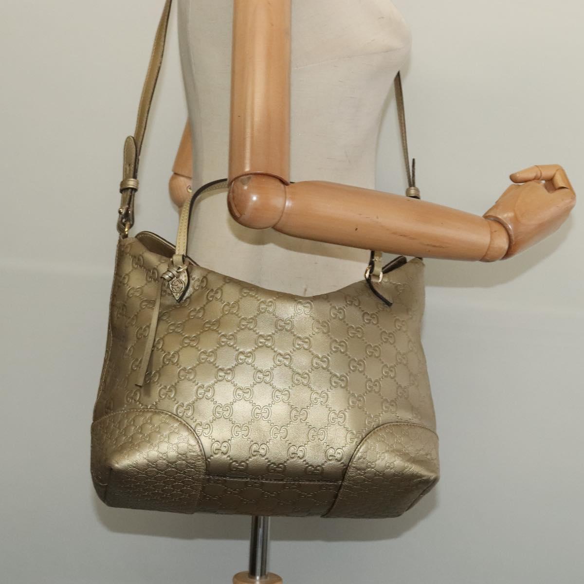 GUCCI GG Canvas Guccissima Hand Bag Leather 2way Gold 353120 Auth 136453