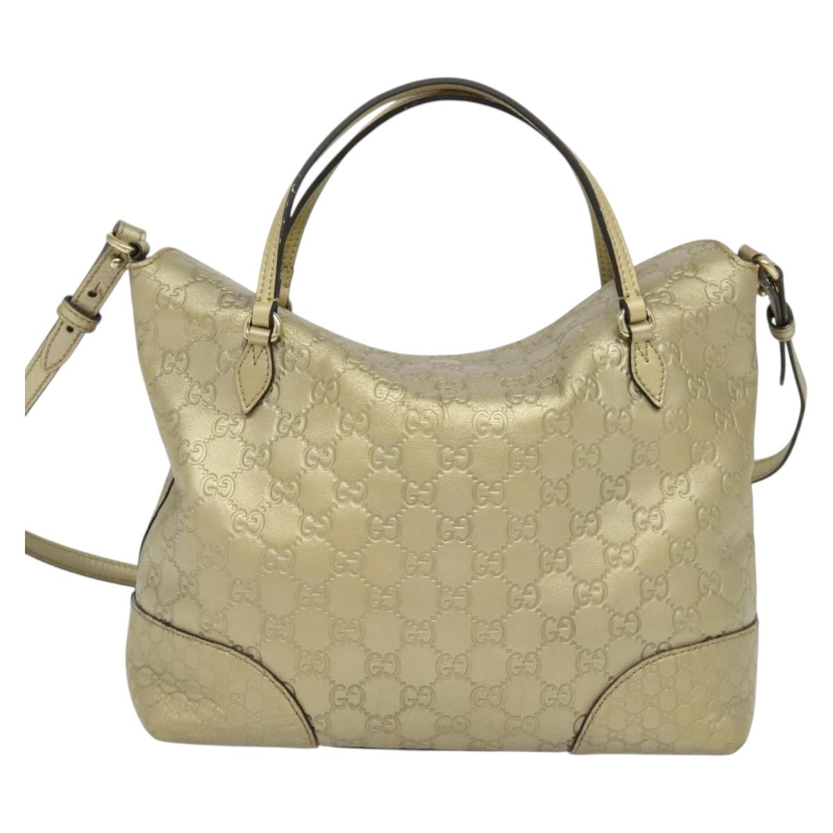 GUCCI GG Canvas Guccissima Hand Bag Leather 2way Gold 353120 Auth 136453