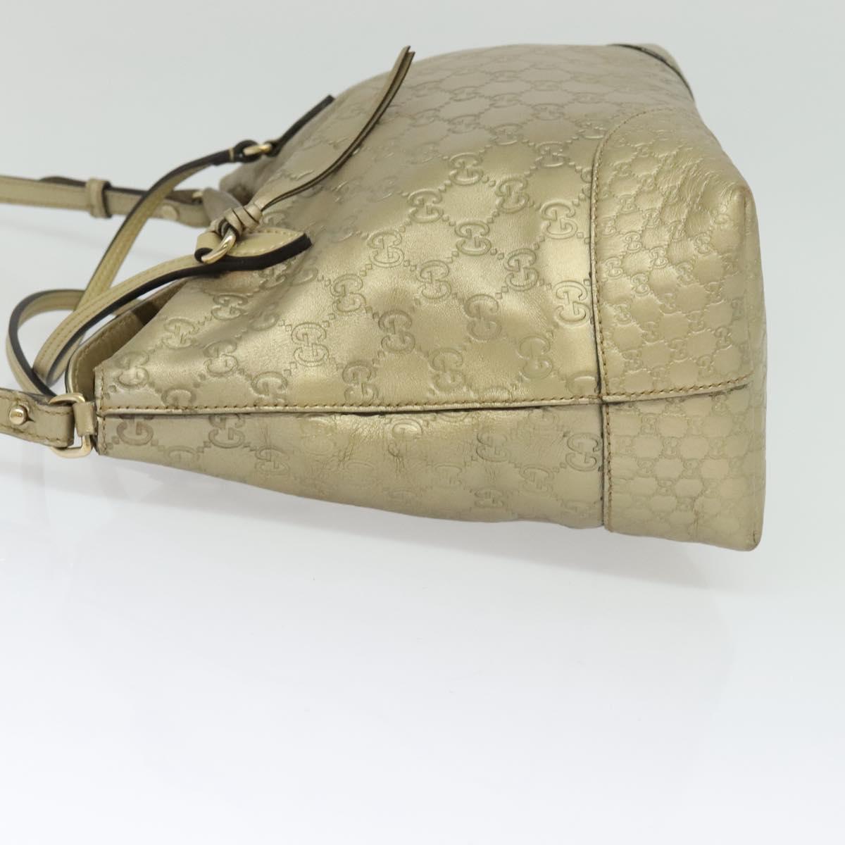 GUCCI GG Canvas Guccissima Hand Bag Leather 2way Gold 353120 Auth 136453