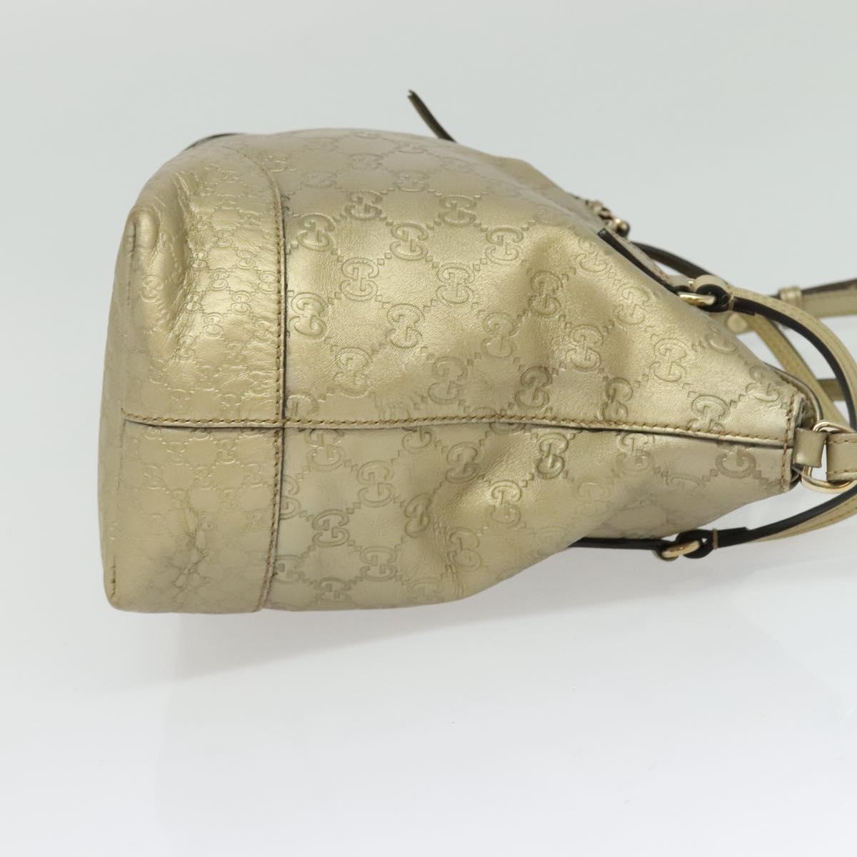 GUCCI GG Canvas Guccissima Hand Bag Leather 2way Gold 353120 Auth 136453