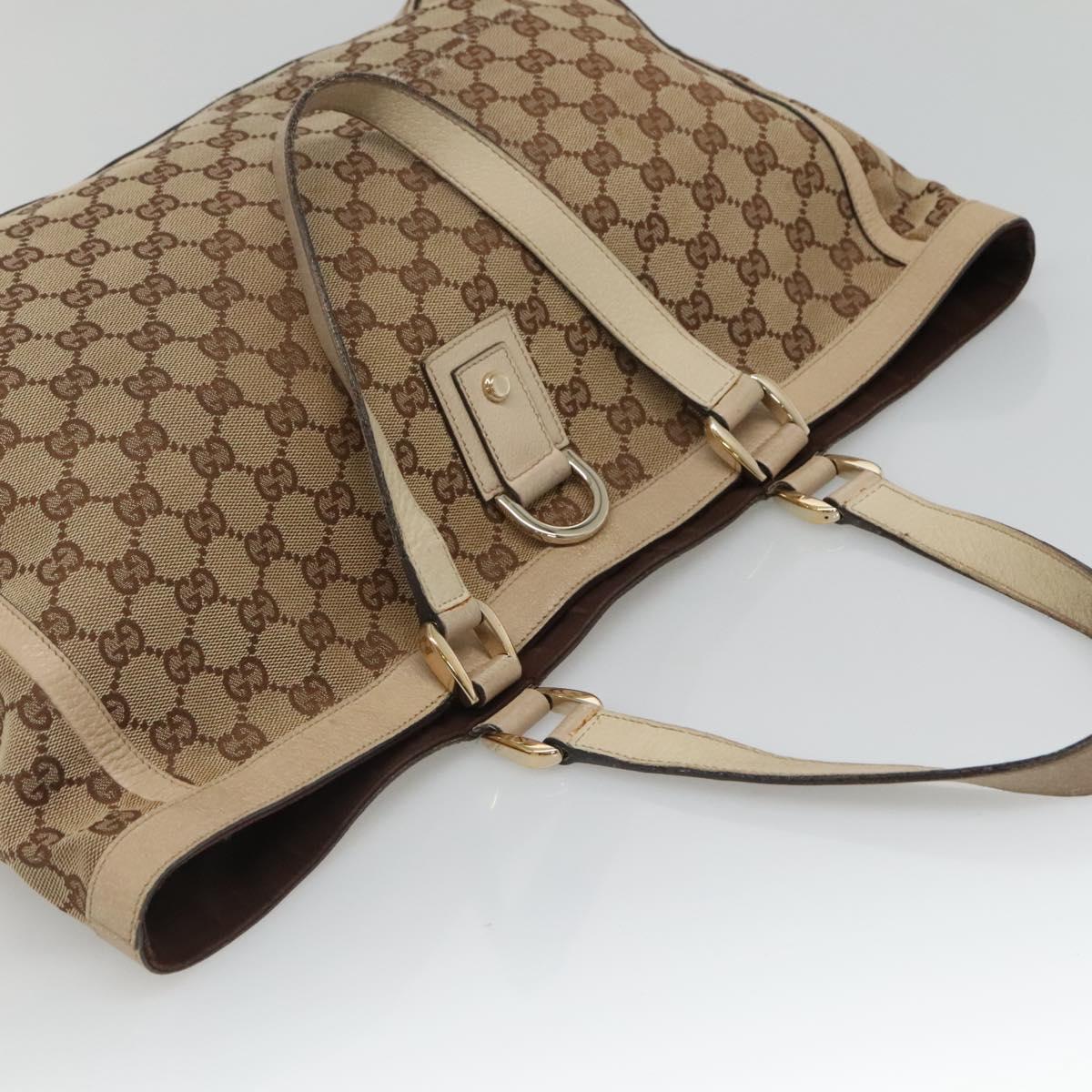 GUCCI GG Canvas Abbey Tote Bag Beige Gold 141472 Auth 136455