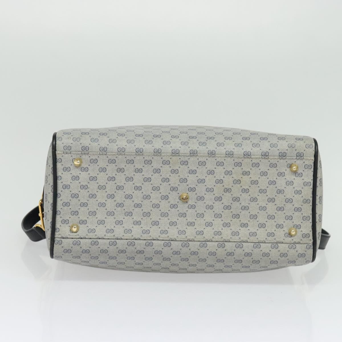 GUCCI Micro GG Supreme Hand Bag PVC 2way Navy Gold 002 904 0165 Auth 136497
