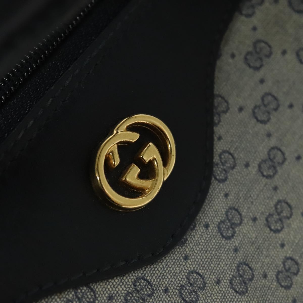 GUCCI Micro GG Supreme Hand Bag PVC 2way Navy Gold 002 904 0165 Auth 136497
