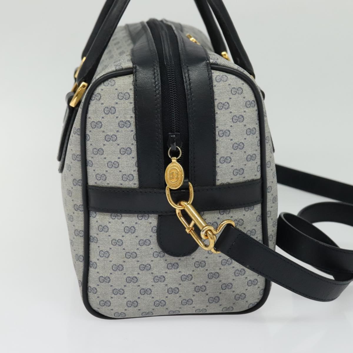 GUCCI Micro GG Supreme Hand Bag PVC 2way Navy Gold 002 904 0165 Auth 136497