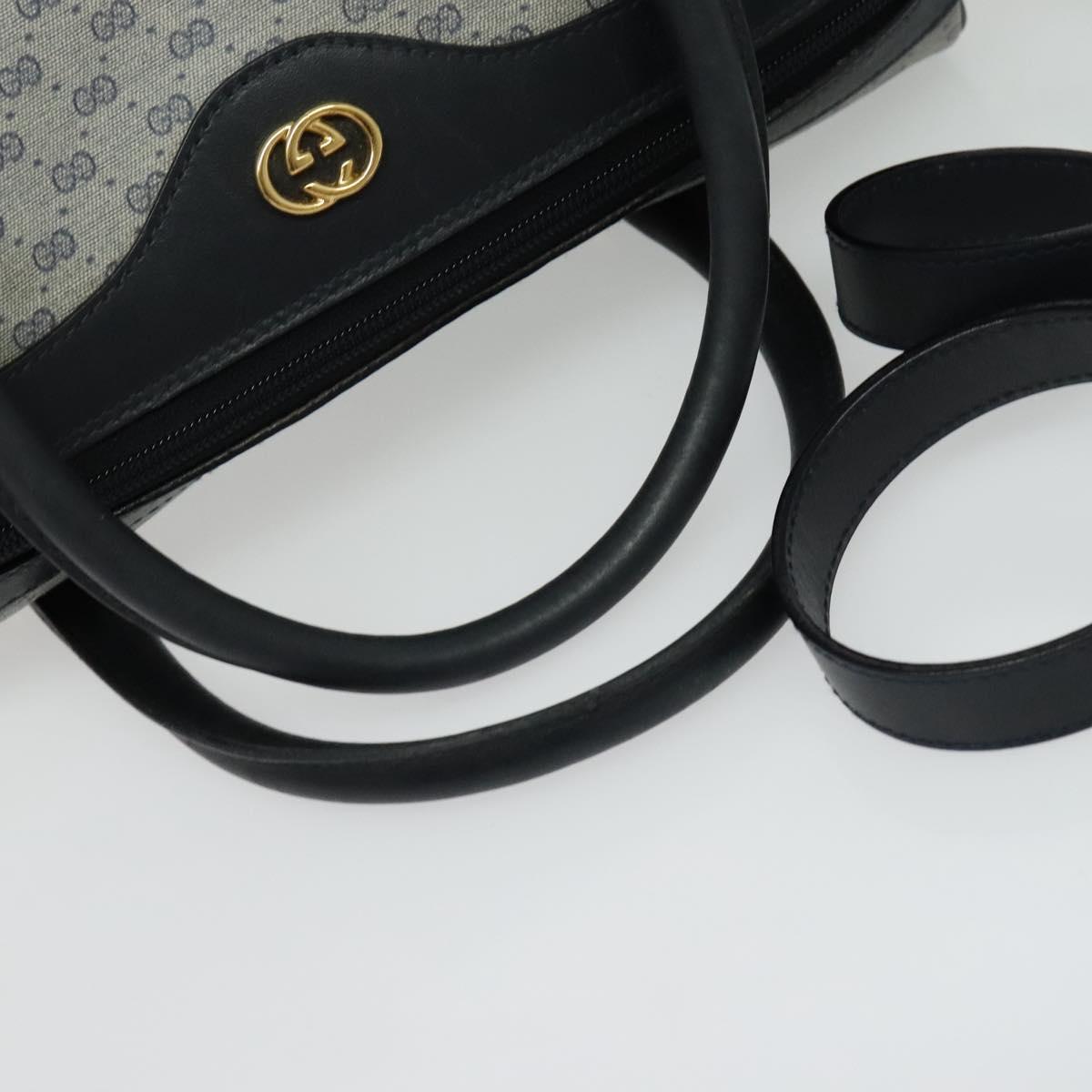 GUCCI Micro GG Supreme Hand Bag PVC 2way Navy Gold 002 904 0165 Auth 136497