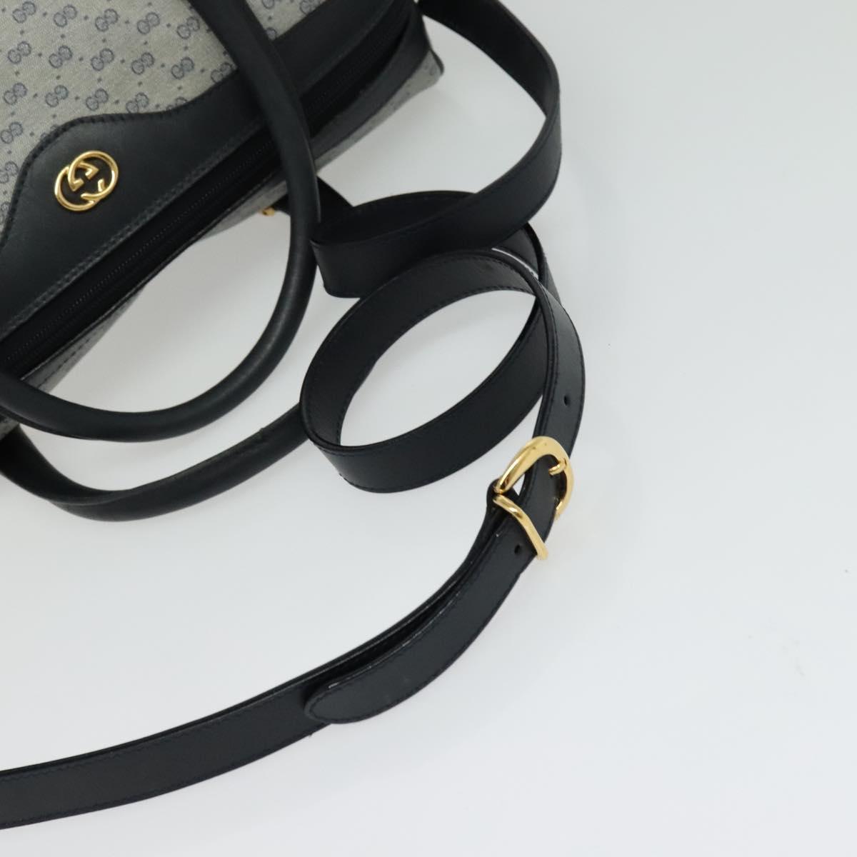 GUCCI Micro GG Supreme Hand Bag PVC 2way Navy Gold 002 904 0165 Auth 136497