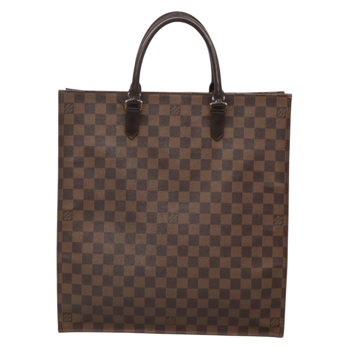 LOUIS VUITTON Damier Ebene Sac Plat Hand Bag N51140 LV Auth 136498