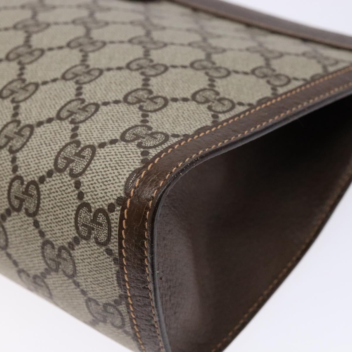 GUCCI GG Supreme Web Sherry Line Clutch Bag PVC Beige 156 01 033 Auth 136529