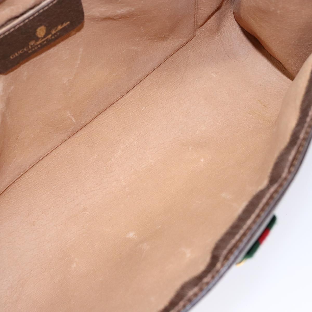 GUCCI GG Supreme Web Sherry Line Clutch Bag PVC Beige 156 01 033 Auth 136529