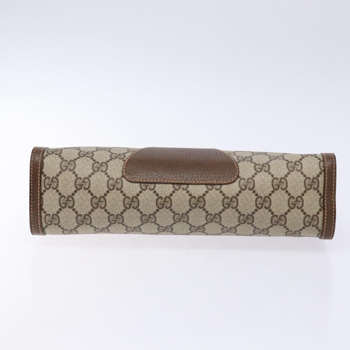GUCCI GG Supreme Web Sherry Line Clutch Bag PVC Beige 156 01 033 Auth 136529