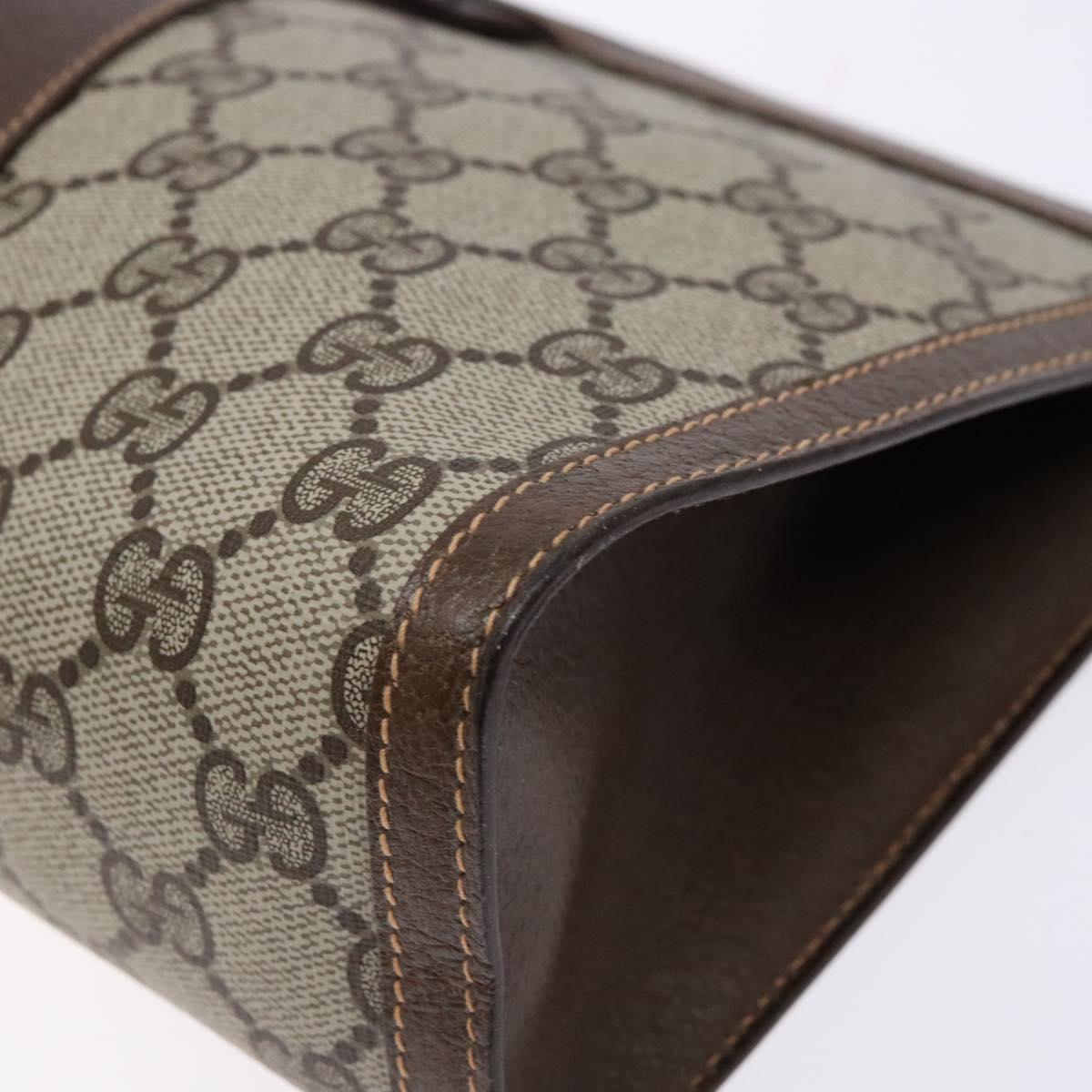 GUCCI GG Supreme Web Sherry Line Clutch Bag PVC Beige 156 01 033 Auth 136529