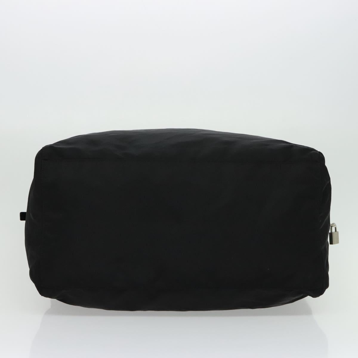 PRADA Boston Bag Nylon Black Silver Auth 136533