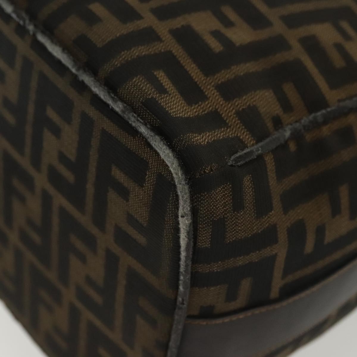 FENDI Zucca Canvas Vanity Pouch Black Brown gold Auth 136534