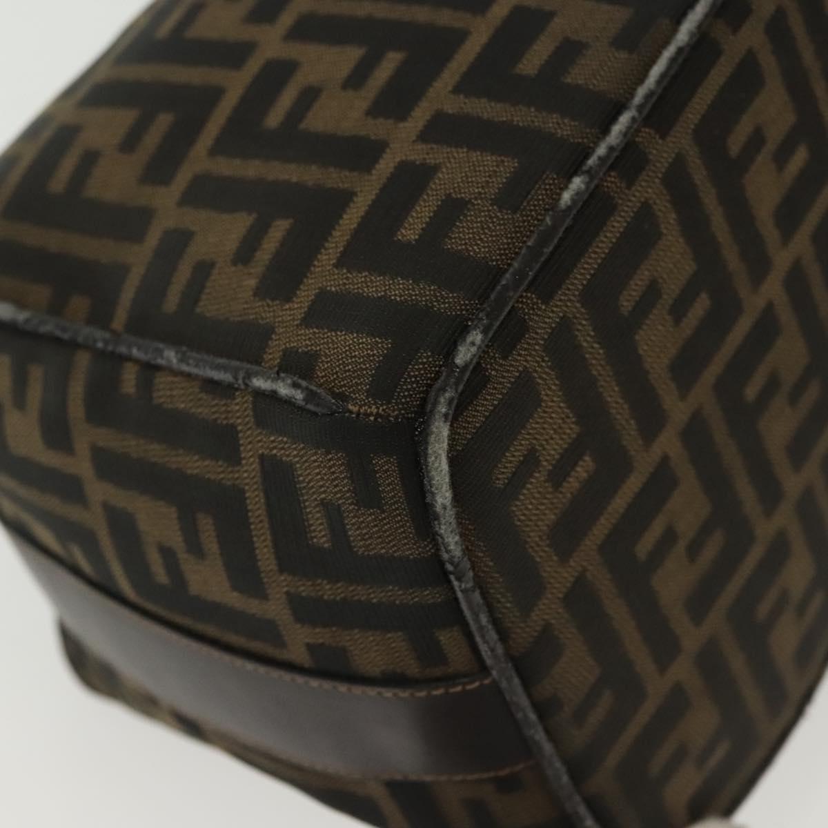 FENDI Zucca Canvas Vanity Pouch Black Brown gold Auth 136534